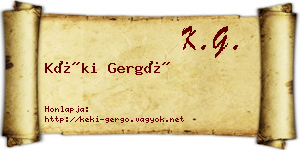 Kéki Gergő névjegykártya